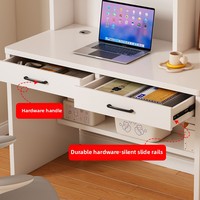 Petite table d'écriture pour étudiants en bois massif et métal bureau d'ordinateur avec étagère intégrée réglable
