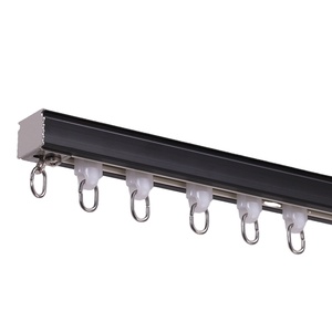 Rails <span class=keywords><strong>de</strong></span> rideaux en aluminium noir, crochets pour rails <span class=keywords><strong>de</strong></span> rideaux <span class=keywords><strong>de</strong></span> <span class=keywords><strong>douche</strong></span>, supports <span class=keywords><strong>de</strong></span> rails <span class=keywords><strong>de</strong></span> rideaux - Product Image 1