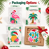 Patchs en chenille personnalisés sur le thème de Noël tropical : flamants roses, palmiers, ananas, patchs brodés à repasser pour la décoration des fêtes
