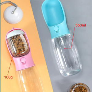 Bouteille d'eau portable multifonction écologique pour animaux de compagnie 2-en-1, pour voyage en extérieur, en plastique, amovible, étanche, 300 ml/550 ml - Product Image 3