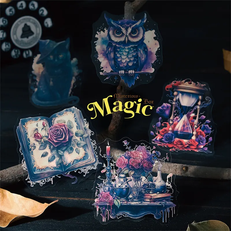 Mr. Paper 6 Design 20 Unids/set PET Sticker Mysterious Magic Box Series Estilo Oscuro Decoración Pegatinas Paquete para Diario Scrap Book