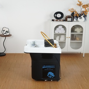 Évier portable en acrylique noir avec tiroir et circulation d'eau, design moderne et épuré pour salon de beauté, salon de coiffure, spa capillaire à domicile - Product Image 3