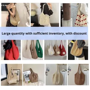 Sac fourre-tout d'épaule grande capacité tissé à bandoulière unique pour femme, idéal pour l'été, la plage et les vacances décontractées - Product Image 4