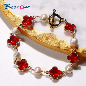 Bestone Mode Zoetwater Parel En Micro Zirkoon Clover Kralen Armband Grote Gift Armband Voor Vrouwen - Product Image 3