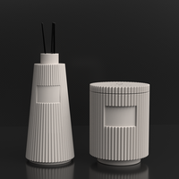 Vente en gros Récipient en céramique blanche huile essentielle ciment personnalisé luxe bougie parfumée pot diffuseur roseau ensemble