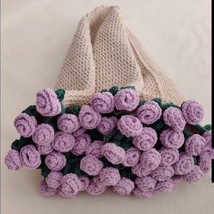 Manta de ramo de rosas tejida a mano lista para usar, para flores de lirio de los valles y margaritas de ganchillo, decoración del hogar y regalos festivos - Product Image 5