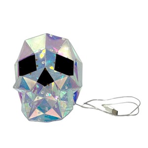 Decoración de Calavera LED Iridiscente para Halloween, Adorno Luminoso Holográfico, Decoración Geométrica de PET para Fiestas en Casa y Jardín - Product Image 2