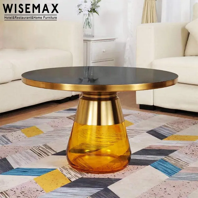 WISEMAX MÖBEL Nordisches Design farbiger beweglicher Couch tisch Ende Glas Metallrahmen Tee tische für Wohnzimmer