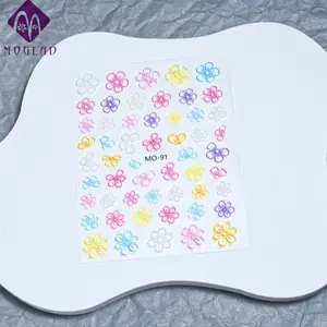 Новый дизайн 3d Цветы сердечки звезды красочные милые Мультяшные формы красивые наклейки для ногтей