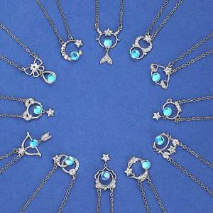 Nuevo Collar de 12 Constelaciones para Mujer, Personalizado, con Incrustaciones de Diamantes, Colgante de Piedra Lunar Hueca, Cadena para Clavícula - Product Image 1