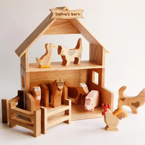 Đồ chơi trang trại bằng gỗ EN-71 với động vật, phương pháp Montessori Waldorf, đồ chơi gỗ dễ thương, trò chơi xếp hình động vật trang trại vui nhộn, bộ đồ chơi chuồng trại giáo dục cho trẻ em - Product Image 1