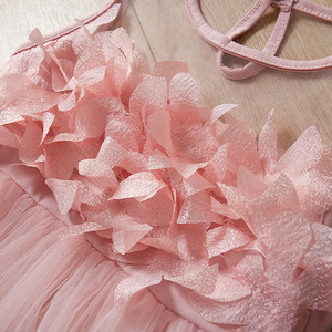 Robes longues en dentelle pour filles, sans manches, à épaules dénudées, avec décoration florale, idéales pour les fêtes - Meilleures ventes de vêtements pour enfants - Product Image 3