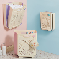 Panier à linge pliable mural ventilé pour salle de bain, trieur de vêtements suspendu et peu encombrant