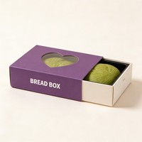 Boîte à tiroir en papier violet avec logo personnalisé, petite boîte d'emballage pour gâteaux, pain et petit-déjeuner à emporter, boîte alimentaire de boulangerie avec fenêtre