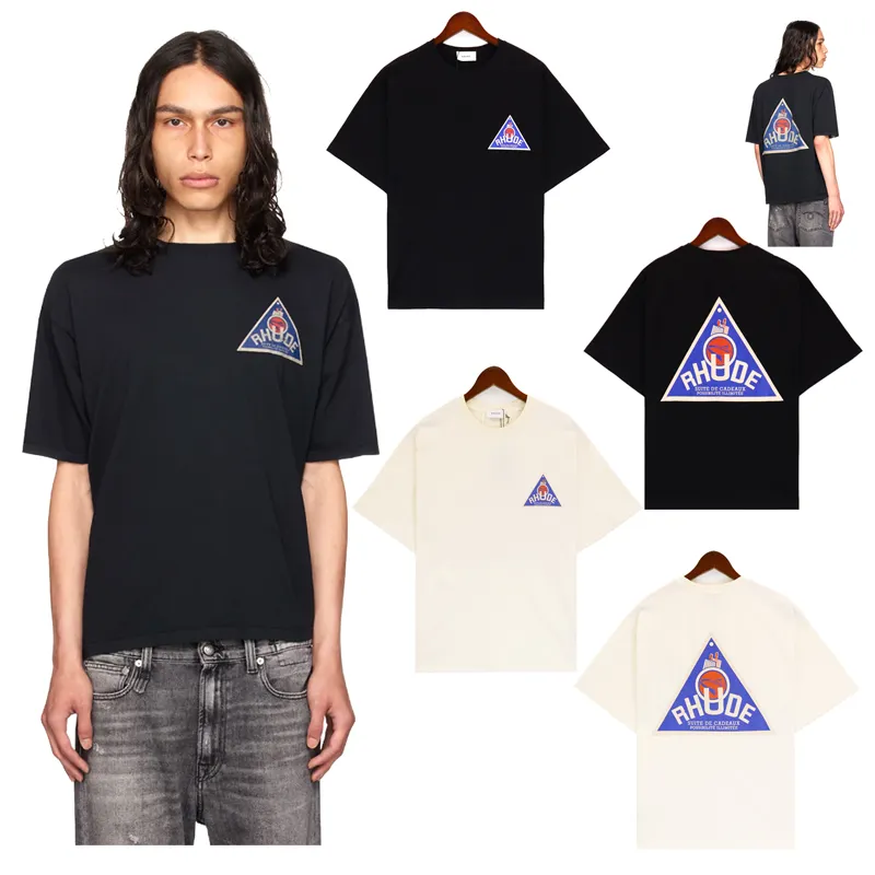 RHUDE新しいHighStreetプリントファッションユニセックス特大INS高級綿100% 卸売ヘビーウェイトメンズTシャツ