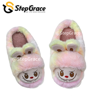 Pantoufles d'hiver StepGrace, pantoufles épaisses personnalisées, pantoufles en fausse fourrure thermique Labubu pour femmes