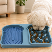 Bols d'alimentation pour chien en silicone réglables, design puzzle moderne avec ventouses pour une utilisation en intérieur, disponibles en tailles petite et grande