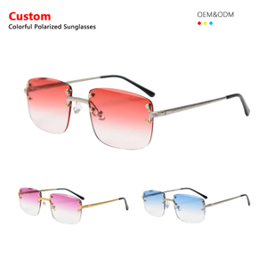 Haute qualité nouvelle lentille de couleur sans cadre lunettes de soleil carrées en gros dégradé hommes femmes Ins personnalité printemps charnière lunettes de soleil - Product Image 1