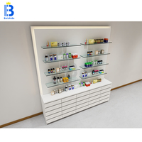Nouveau design vitrine de pharmacie avec tiroir tableau d'affichage peinture MDF LOGO lumineux pharmacie conception 3D gratuite