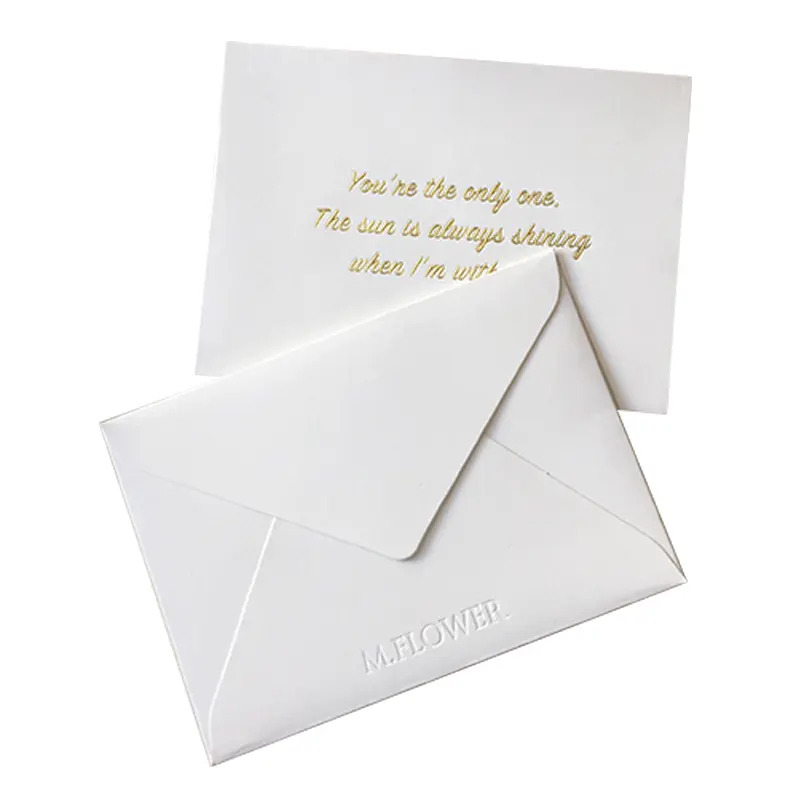 Machine Customized Size Beige Eco-friendly Pearl Color High-end Wallet Envelope Invitation Letter Hot Stamping Envelope