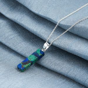 Lapis Lazuli Pendant <b>Necklace</b> Prong Setting Rectangular Shape Unisex Everyday Wear - Product Image 3
