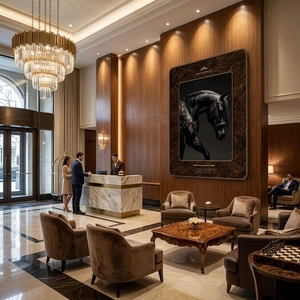 Cuadro de Cuero 3D de Lujo de 80x100cm, <span class=keywords><strong>Arte</strong></span> Mural Ecuestre Estilo Old Money, Pintura de Caballo, Decoración para el Hogar con Marco Doble de Madera de Burl Premium - Product Image 5