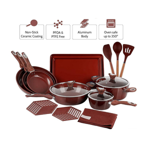 Batterie de cuisine en aluminium forgé avec revêtement antiadhésif en céramique, poignée en bakélite, comprenant poêle, casserole et faitout – Offre Spéciale - Product Image 4