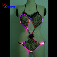 Mode rouge Laser lumineux dame soutien-gorge Sexy scène Costumes pour adultes chanteurs danseurs discothèque artistes et salle de bal porte