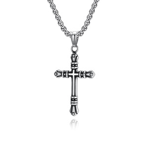 Cross-border retro-style stainless steel <b>chain</b> cross necklace for men, niche <b>titanium</b> steel pendant sweater <b>chain</b> jewelry. - Product Image 5