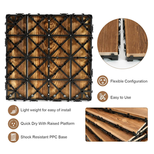 SHENGCHENG Prix d'usine en gros Dalles de terrasse en bois massif carbonisé emboîtables pour extérieur, carreaux de sol DIY 30*30*2.3 - Product Image 3
