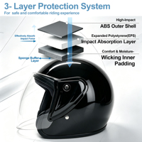 Casque de moto modulable certifié ECE à face ouverte, coque ABS, visière transparente, fermeture rapide, léger, pour Cruiser