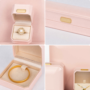 Coffret à bijoux Zebopak en cuir PU rose clair, forme octogonale, avec bague et collier, collection de cadeaux de Noël, vente en gros - Product Image 4