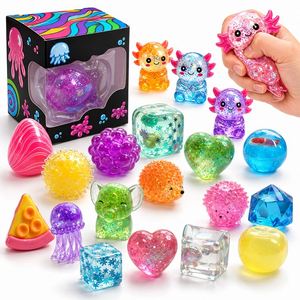Jouet anti-stress en gelée souple, mélange de poissons colorés, cube, méduse, pieuvre, à presser à la main, jeu sensoriel, ensemble de vente au détail - Product Image 1