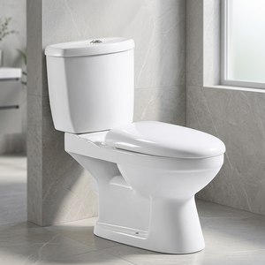 โถสุขภัณฑ์เซรามิกแบบสองชิ้น Aqua Pan พร้อมถังเก็บน้ำแบบซ่อน ระบบกดน้ำสองปุ่ม แบบ S-Trap ติดตั้งบนพื้น - Product Image 1