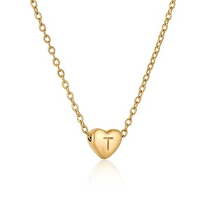 Collar de Acero Inoxidable con Forma de Corazón, Chapado en Oro de 18K, Colgante con 26 Letras, Regalo Moderno, Venta al Por Mayor - Product Image 5