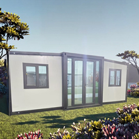 Maison extérieure préfabriquée modulaire portable pliable extensible en acier contemporain de 20 pieds et 40 pieds, avec isolation thermique et imperméable