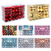 Nouvelles Boules de Noël Classiques Suspendues 100 Pièces Incassables Ornements de Noël Brillants Creux Sculptés Boîte Cadeau Décoration de Sapin