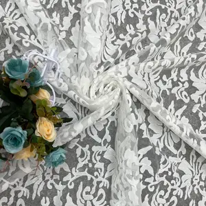White 3D Flower Lace Fabric Tulle for Dresses Chiffon