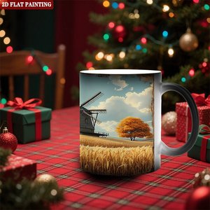 Frosted Black 11oz <b>Ceramic</b> Magic Mug Heat Sensitive Color Changing <b>Cup</b> For Outdoor Hiking Drinking - Product Image 2
