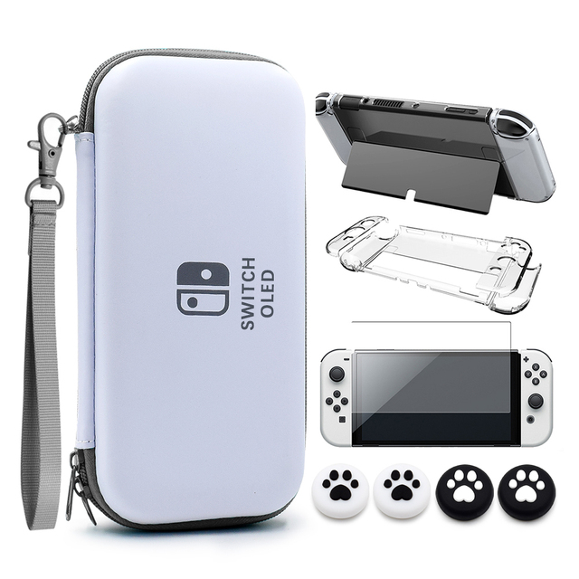 For  New Switch Oled Accessories  Video Game Player Cases Carrying Case Handheld Storage Bag 7 in 1 Bundle