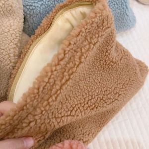 Stock Customize Logo Soft Cute Makeup Pouches Teddy Portable Travel Zipper Terry Plush <b>Toiletries</b> <b>Kids</b> Cosmetic <b>Bags</b> - Product Image 3