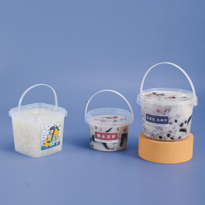 Food Grade 280ml 500ml 1L 2L Candy Honey Clear Pail Plastic Square Bucket With Lid