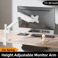 Support de bureau pour écran unique en aluminium blanc, bras réglable en hauteur avec ressort à gaz, 17-35 pouces, charge 2-9 kg, certifié CE, directement de l'usine