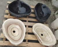 Évier de comptoir en marbre AQUARIUS AQ533 en onyx irrégulier, forme inclinée, pour lavabos de shampoing