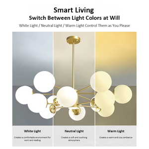 Lampadario Moderno Nordico, Lampada a Sospensione Artistica con Bolle di Vetro e <span class=keywords><strong>Faretti</strong></span> per Soggiorno e Sala da Pranzo - Product Image 2