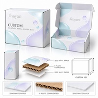 Boîte d'expédition personnalisée brillante en carton ondulé E-Flute pour recharge de produits de soin, emballage à rabat avant pour abonnement e-commerce