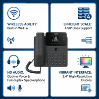 Téléphone IP Wi-Fi 6 Gigabit V61W 5.4 avec écran couleur 2.4 pouces, PoE, conférence 4 lignes, 12 touches DSS, SIP, double-stack, téléphone de bureau VoIP professionnel