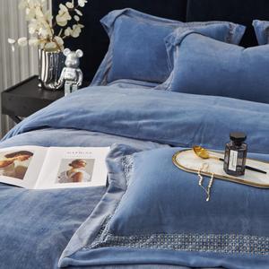 Embroidered Pillowcases Patchwork Duvet Cover <strong>Fitted</strong> Flat <strong>Sheets</strong> 2m/2.2m Velvet <strong>Double</strong> Bedsheet Designer Bedding Set - Product Image 3