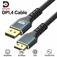 Kabel DFX DP1.4 1.8M 32.4Gbps 8K 60Hz Berlapis Emas dengan Cangkang Aluminium Fleksibel PVC DP ke DP untuk Monitor PC Desktop