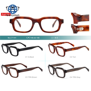 Teenyoun kacamata Retro asetat Pria Wanita, kacamata bingkai optik persegi macan tutul kualitas tinggi Logo kustom - Product Image 2